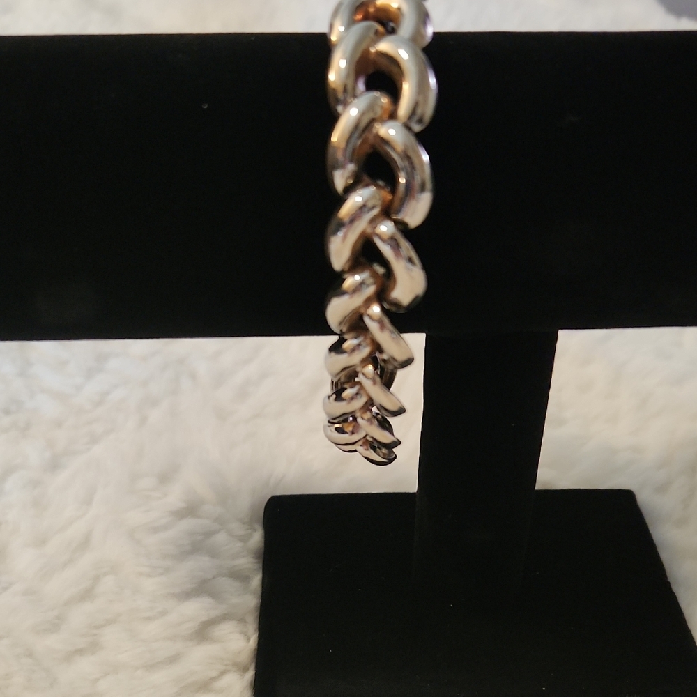 Vintage Classic 90s Gold & Silver Tone Puffy Chain Bracelet - Women